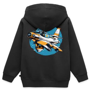 Furious volcano plane - Kids Premium Organic Zip-up Hoodie - black - Back - AI Model Kid Male (0cm)