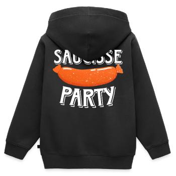 Saucisse Party - Humour Beauf Barbecue Papa Été - Sweat Premium à capuche zippé enfant bio - noir - Dos - AI Model Kid Male (0cm)