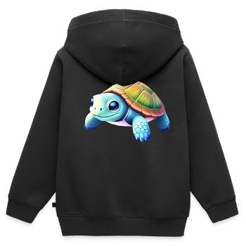 Schildkröte - Kinder Premium Organic Zip Hoodie - Schwarz - Hinten - AI Model Kid Male (0cm)