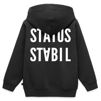 STATUS STABIL - Kinder Premium Organic Zip Hoodie - Schwarz - Hinten - AI Model Kid Male (0cm)