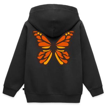 Papillon monarque - Sweat Premium à capuche zippé enfant bio - noir - Dos - AI Model Kid Male (0cm)