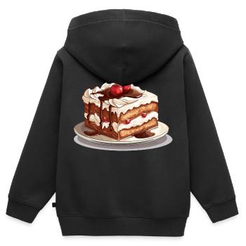 Torte - Kinder Premium Organic Zip Hoodie - Schwarz - Hinten - AI Model Kid Male (0cm)