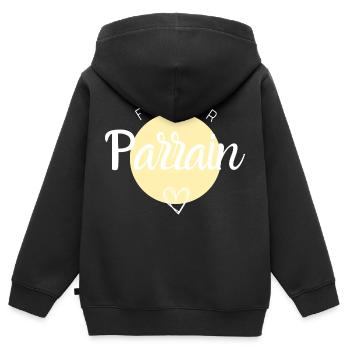 Futur parrain - Sweat Premium à capuche zippé enfant bio - noir - Dos - AI Model Kid Male (0cm)