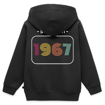 Date de naissance vintage 1967 - Sweat Premium à capuche zippé enfant bio - noir - Dos - AI Model Kid Male (0cm)
