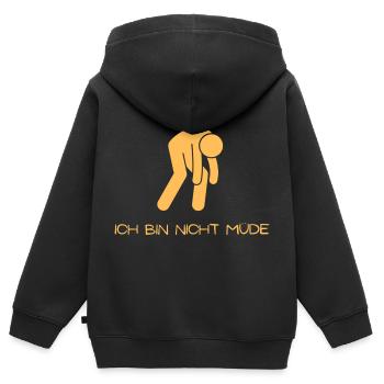 Ich bin nicht müde - Kinder Premium Organic Zip Hoodie - Schwarz - Hinten - AI Model Kid Male (0cm)