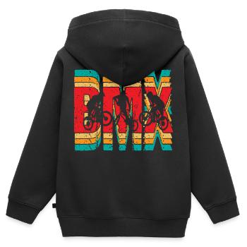 BMX Fahrrad Retro Freestyle - Kinder Premium Organic Zip Hoodie - Schwarz - Hinten - AI Model Kid Male (0cm)