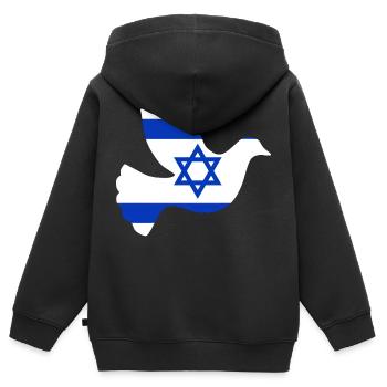 Israel Friedenstaube - Kinder Premium Organic Zip Hoodie - Schwarz - Hinten - AI Model Kid Male (0cm)
