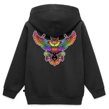 Garuda rainbow Indonésie - Sweat Premium à capuche zippé enfant bio - noir - Dos - AI Model Kid Male (0cm)