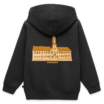 Könnern Rathaus Salzlandkreis Sachsen-Anhalt - Kinder Premium Organic Zip Hoodie - Schwarz - Hinten - AI Model Kid Male (0cm)