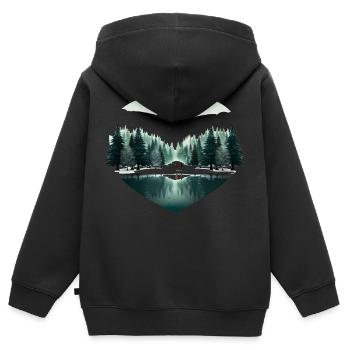 Liebe Herz und Natur in Weihnachten - Kinder Premium Organic Zip Hoodie - Schwarz - Hinten - AI Model Kid Male (0cm)