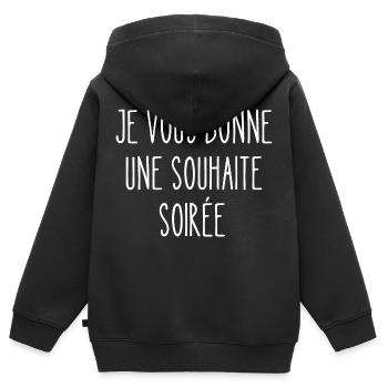 je vous bonne une souhaite soirée - Sweat Premium à capuche zippé enfant bio - noir - Dos - AI Model Kid Male (0cm)