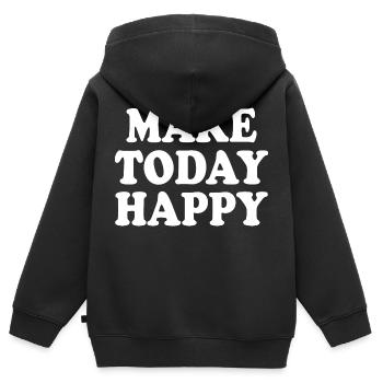 Make today happy - Sweat Premium à capuche zippé enfant bio - noir - Dos - AI Model Kid Male (0cm)