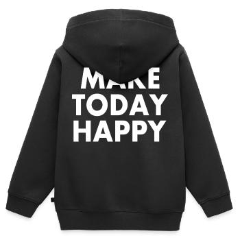 Make today happy - Sweat Premium à capuche zippé enfant bio - noir - Dos - AI Model Kid Male (0cm)