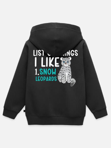 Schneeleopard - Kinder Premium Organic Zip Hoodie - Schwarz