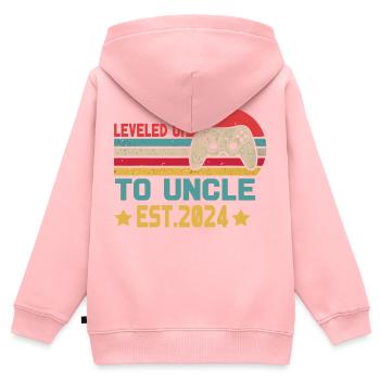 First Time Uncle leveled up to uncle Est 2024 - Sweat Premium à capuche zippé enfant bio - rose - Dos - AI Model Kid Female (0cm)