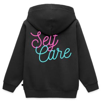 Prendre soin de soi - Sweat Premium à capuche zippé enfant bio - noir - Dos - AI Model Kid Male (0cm)