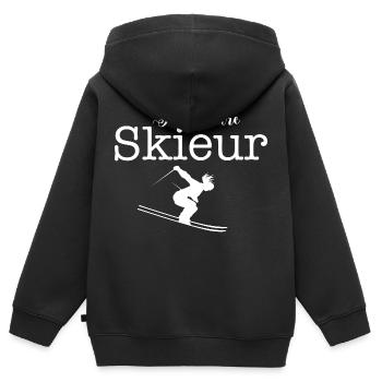 Meilleure skieur - Sweat Premium à capuche zippé enfant bio - noir - Dos - AI Model Kid Male (0cm)