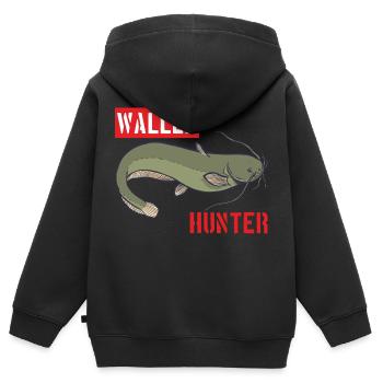 Wallerhunter Waller Hunter Wels Jäger Catfish - Kinder Premium Organic Zip Hoodie - Schwarz - Hinten - AI Model Kid Male (0cm)