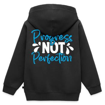 Progress instead of perfection Self-love - Kids Premium Organic Zip-up Hoodie - black - Back - AI Model Kid Male (0cm)