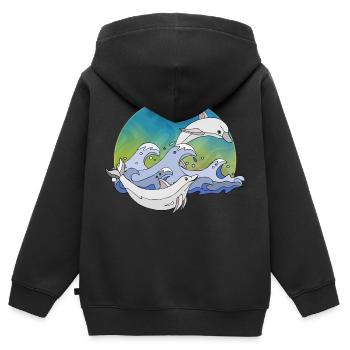 Delphine - Kinder Premium Organic Zip Hoodie - Schwarz - Hinten - AI Model Kid Male (0cm)