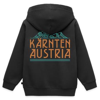 Carinthie Autriche Drapeau Armoiries Montagnes - Sweat Premium à capuche zippé enfant bio - noir - Dos - AI Model Kid Male (0cm)