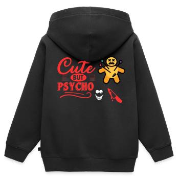 Niedlicher Psycho-Schuh - Kinder Premium Organic Zip Hoodie - Schwarz - Hinten - AI Model Kid Male (0cm)