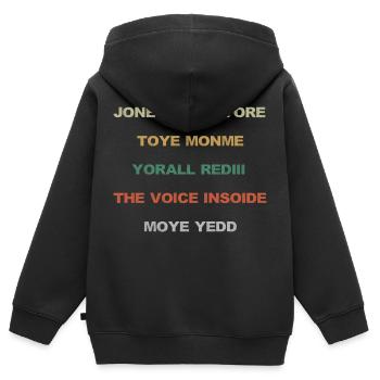 JONE WASTE YORE TOYE MONME YORALL REDIII LA VOIX - Sweat Premium à capuche zippé enfant bio - noir - Dos - AI Model Kid Male (0cm)