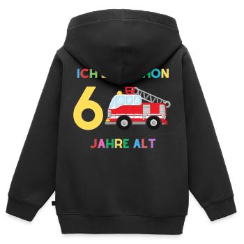 Ich bin 6 Junge, Feuerwehr - Kinder Premium Organic Zip Hoodie - Schwarz - Hinten - AI Model Kid Male (0cm)