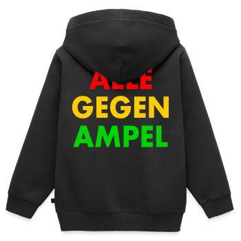 Alle gegen ampel - Kinder Premium Organic Zip Hoodie - Schwarz - Hinten - AI Model Kid Male (0cm)