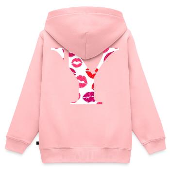 Lettre y bisous - Sweat Premium à capuche zippé enfant bio - rose - Dos - AI Model Kid Female (0cm)