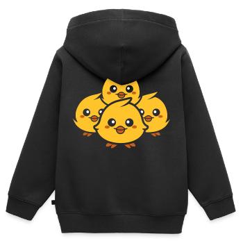 poussin - Sweat Premium à capuche zippé enfant bio - noir - Dos - AI Model Kid Male (0cm)
