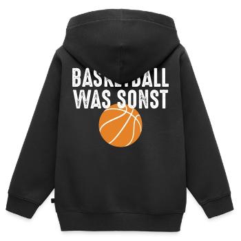 Basket-ball - Sweat Premium à capuche zippé enfant bio - noir - Dos - AI Model Kid Male (0cm)