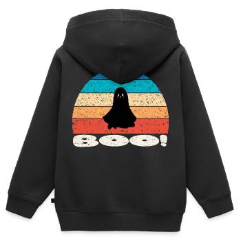 Retro vintage Sunset Halloween Ghost - Kids Premium Organic Zip-up Hoodie - black - Back - AI Model Kid Male (0cm)