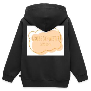 Große Schwester 2024 - Kinder Premium Organic Zip Hoodie - Schwarz - Hinten - AI Model Kid Male (0cm)