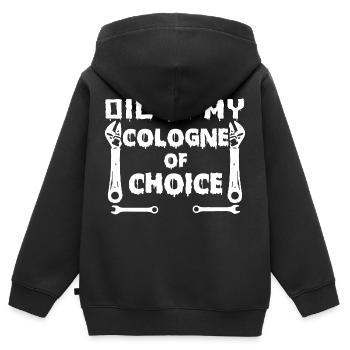 Öl Ist Mein Duft Der Wahl - Mechaniker - Kinder Premium Organic Zip Hoodie - Schwarz - Hinten - AI Model Kid Male (0cm)