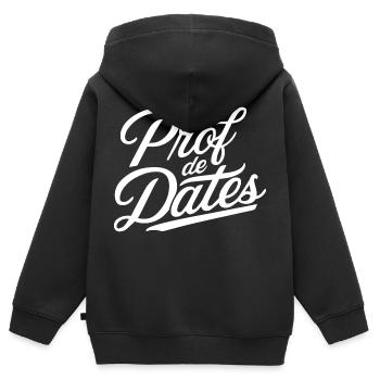 Prof de dates - Sweat Premium à capuche zippé enfant bio - noir - Dos - AI Model Kid Male (0cm)