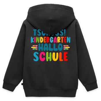 Bye-bye Maternelle Bonjour les diplômés de l’école Kita - Sweat Premium à capuche zippé enfant bio - noir - Dos - AI Model Kid Male (0cm)