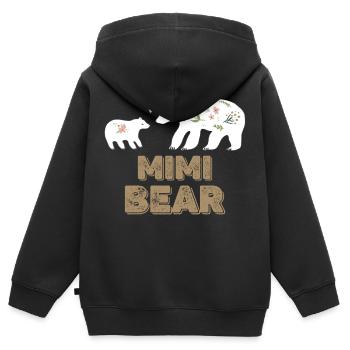 Mimi Ours Maman Maman Floral Bonne fête des mères - Sweat Premium à capuche zippé enfant bio - noir - Dos - AI Model Kid Male (0cm)