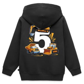 Construction site - 5 years - 5th birthday - Kids Premium Organic Zip-up Hoodie - black - Back - AI Model Kid Male (0cm)