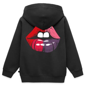 LÈVRES - Sweat Premium à capuche zippé enfant bio - noir - Dos - AI Model Kid Male (0cm)