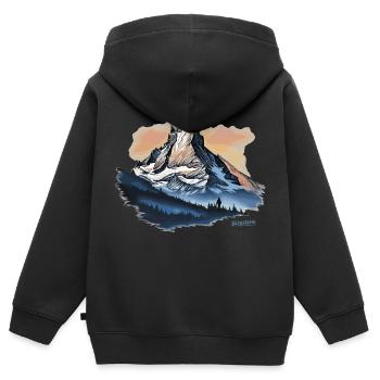Matterhorn Souvenir Andenken Online-Shop - Kinder Premium Organic Zip Hoodie - Schwarz - Hinten - AI Model Kid Male (0cm)