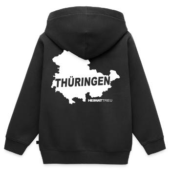 Thuringe Treu - Sweat Premium à capuche zippé enfant bio - noir - Dos - AI Model Kid Male (0cm)