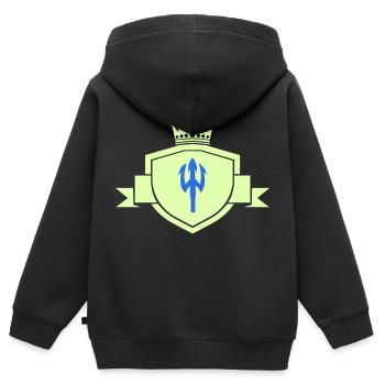 Armoiries du Trident - Sweat Premium à capuche zippé enfant bio - noir - Dos - AI Model Kid Male (0cm)