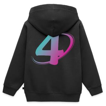 Nummer 4 mehrfarbig - Kinder Premium Organic Zip Hoodie - Schwarz - Hinten - AI Model Kid Male (0cm)
