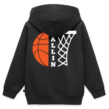 Ballin Basket-ball - Sweat Premium à capuche zippé enfant bio - noir - Dos - AI Model Kid Male (0cm)