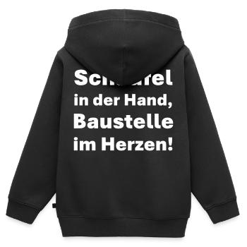 Schaufel in der Hand Baustelle im Herzen - Kinder Premium Organic Zip Hoodie - Schwarz - Hinten - AI Model Kid Male (0cm)