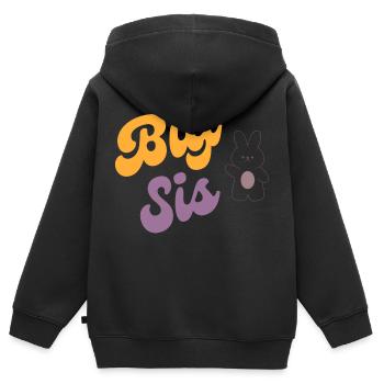 BIG SIS - Kinder Premium Organic Zip Hoodie - Schwarz - Hinten - AI Model Kid Male (0cm)