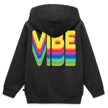 Nur gute Vibes - retro style - Kinder Premium Organic Zip Hoodie - Schwarz - Hinten - AI Model Kid Male (0cm)