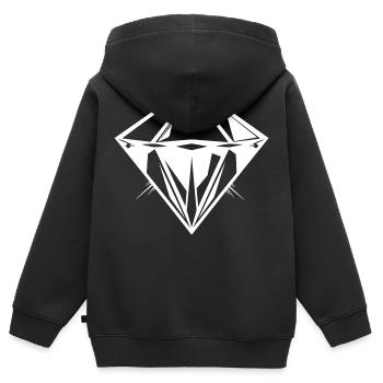 Silhouette symbole bijou diamant - Sweat Premium à capuche zippé enfant bio - noir - Dos - AI Model Kid Male (0cm)