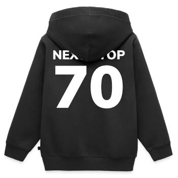 Next Stop 70 Geschenk zum 69 Geburtstag - Kinder Premium Organic Zip Hoodie - Schwarz - Hinten - AI Model Kid Male (0cm)